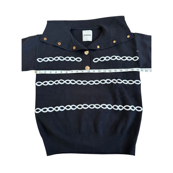 Sandro Paris Breton Chain Sweater Old Money Cozy Preppy Coastal Top Size 1 (S) - Picture 8 of 11